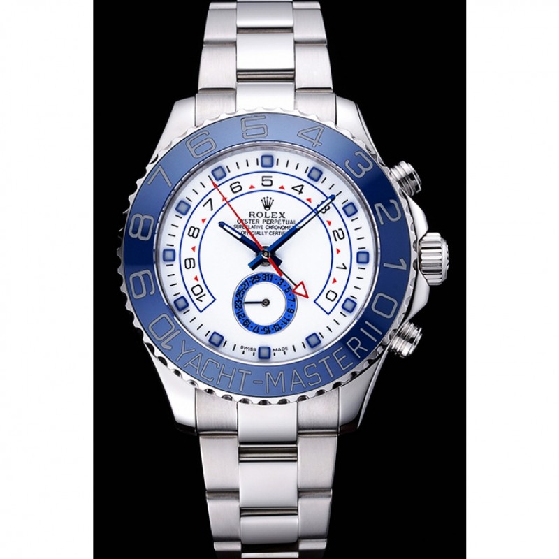 Rolex Yacht Master II White Dial Blue Bezel Stainless Steel Bracelet 622269 Replica Watches